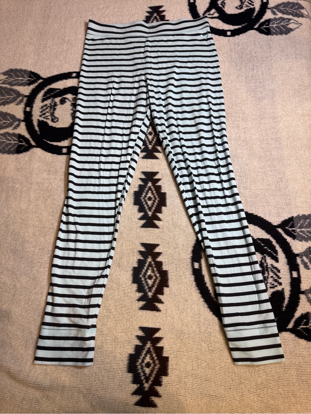 Striped Black and Light Blue Leggings - L/G